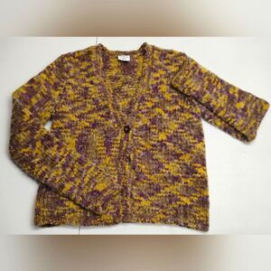Columbia Wool Blend Cardigan Sweater Sz M Women's One Button V-neck Winter